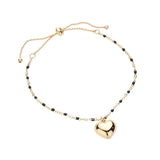 Metal Heart Charm Beads Station Pull Tie Cinch Bracelet - Madeline Love - Flyclothing LLC