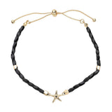Metal Starfish Pointed Faceted Beaded Pull Tie Cinch Bracelet - Madeline Love - Flyclothing LLC