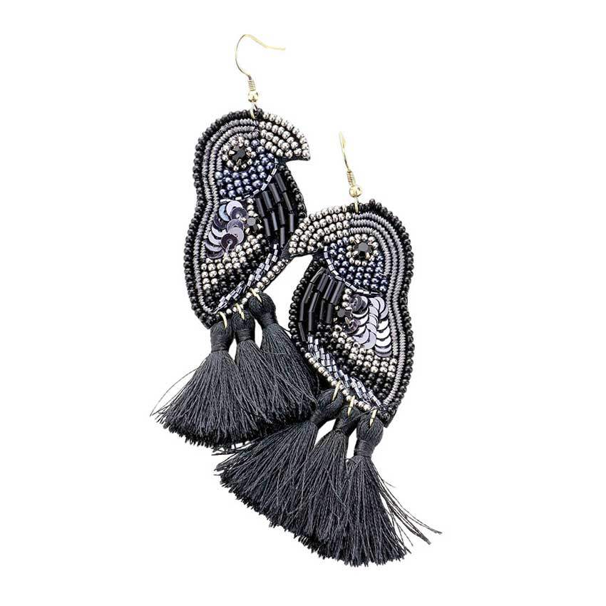 Multi Bead Sequin Parrot Tassel Earrings - Madeline Love - Flyclothing LLC