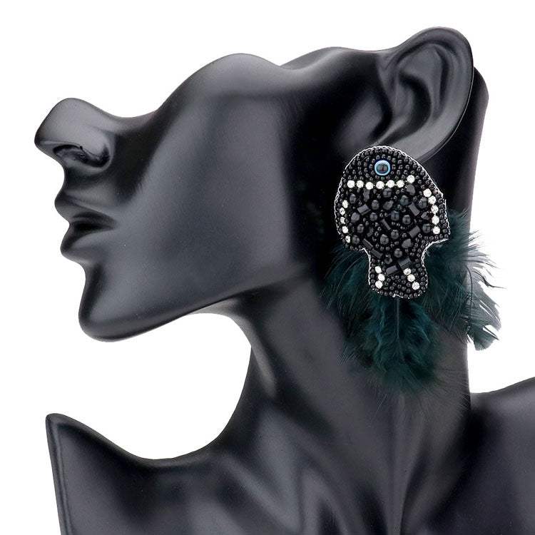 Multi Beaded Feather Fish Earrings - Madeline Love - Flyclothing LLC
