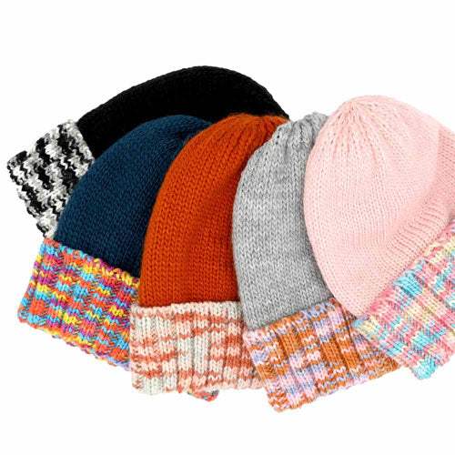 Multi Color Band Fleece Beanie Hats - Madeline Love - Flyclothing LLC