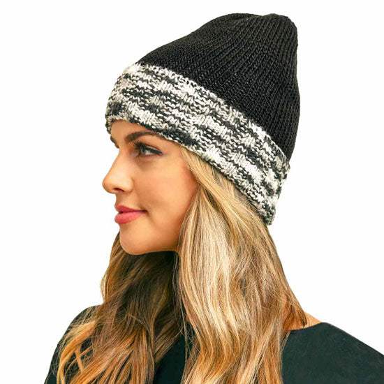 Multi Color Band Fleece Beanie Hats - Madeline Love - Flyclothing LLC