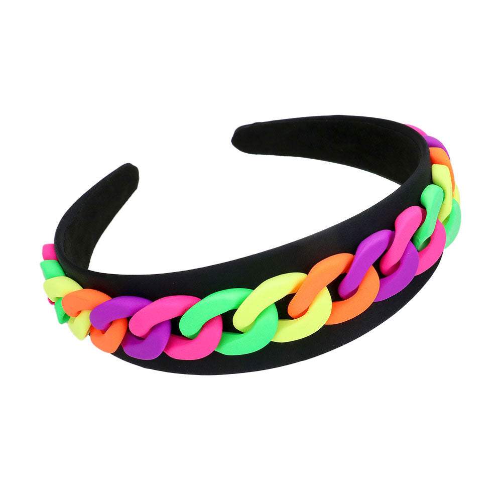 Multi Colored Chain Accented Fabric Headband - Madeline Love - Flyclothing LLC