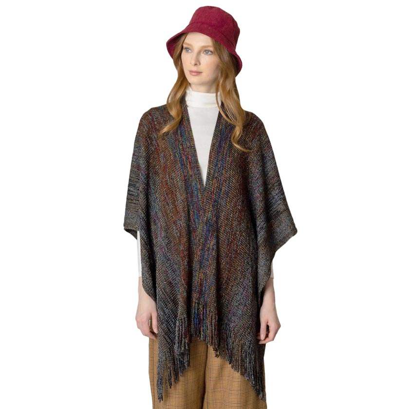 Multi Colored Metallic Knit Ruana - Madeline Love - Flyclothing LLC