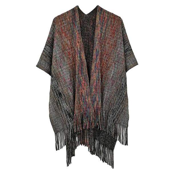 Multi Colored Metallic Knit Ruana - Madeline Love - Flyclothing LLC