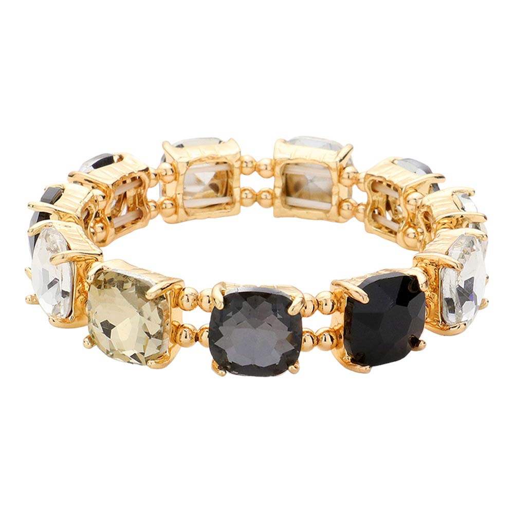 Cushion Square Stone Stretch Evening Bracelet - Madeline Love - Flyclothing LLC