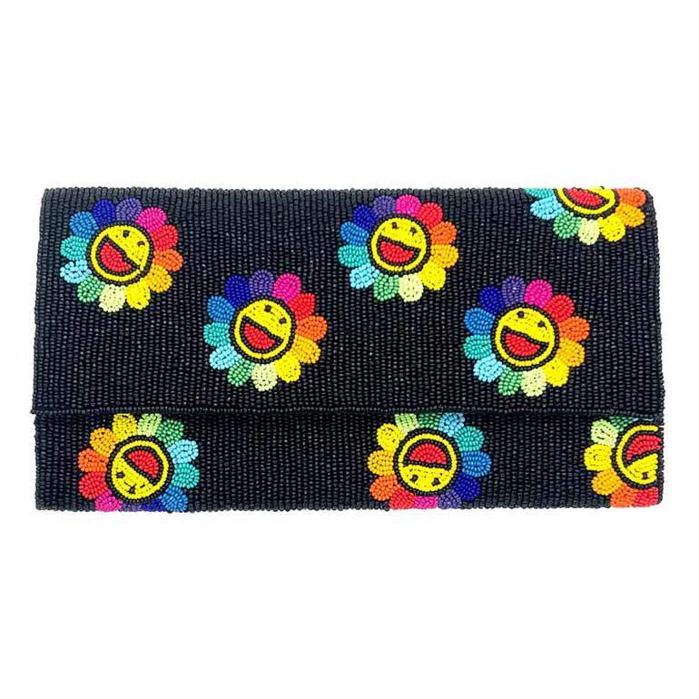 Smile Flower Seed Beaded Clutch Crossbody Bag - Madeline Love - Flyclothing LLC