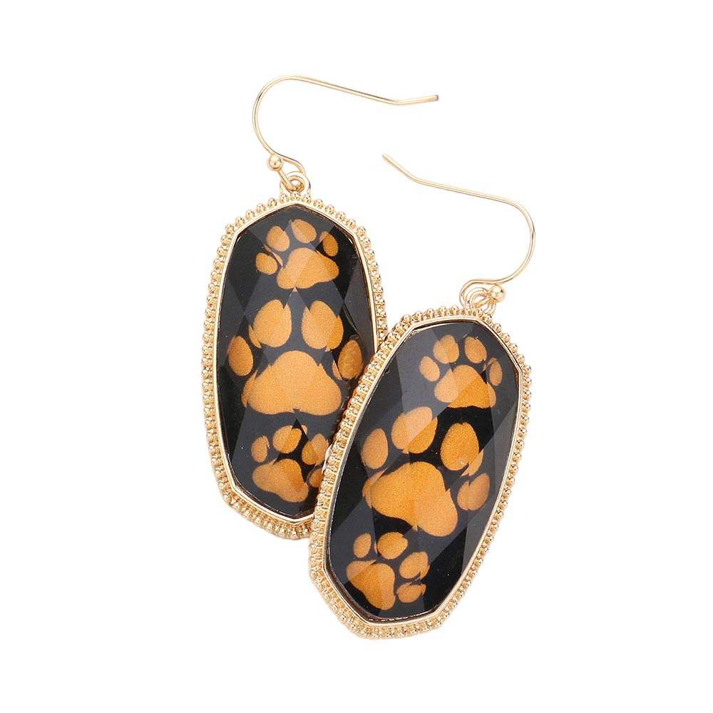 Game Day Triple Paw Pointed Hexagon Dangle Earrings - Madeline Love - Flyclothing LLC