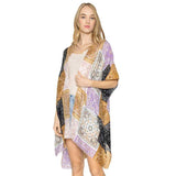 Paisley Bandana Patterned Cover Up Kimono Poncho - Madeline Love - Flyclothing LLC