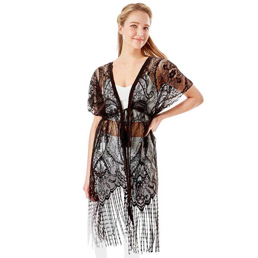 Paisley Crochet Lace Fringe Cover Up Poncho - Madeline Love - Flyclothing LLC