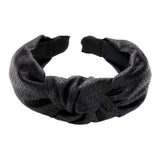 Pattern Detailed Solid Faux Leather Knot Burnout Headband - Madeline Love - Flyclothing LLC