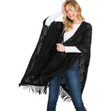 Paisley Patterned Fringe Ruana Poncho - Madeline Love - Flyclothing LLC