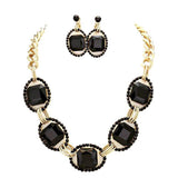 Pave Trim Glass Crystal Link Necklace - Madeline Love - Flyclothing LLC