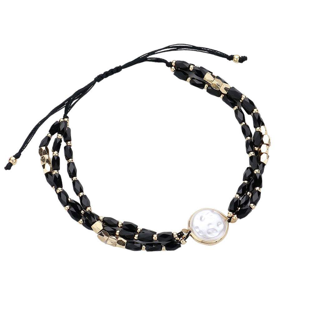 Pearl Pointed Faceted Beaded Pull Tie Cinch Bracelet - Madeline Love - Flyclothing LLC