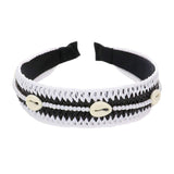 Pearl Puka Shell Embellished Woven Straw Headband - Madeline Love - Flyclothing LLC