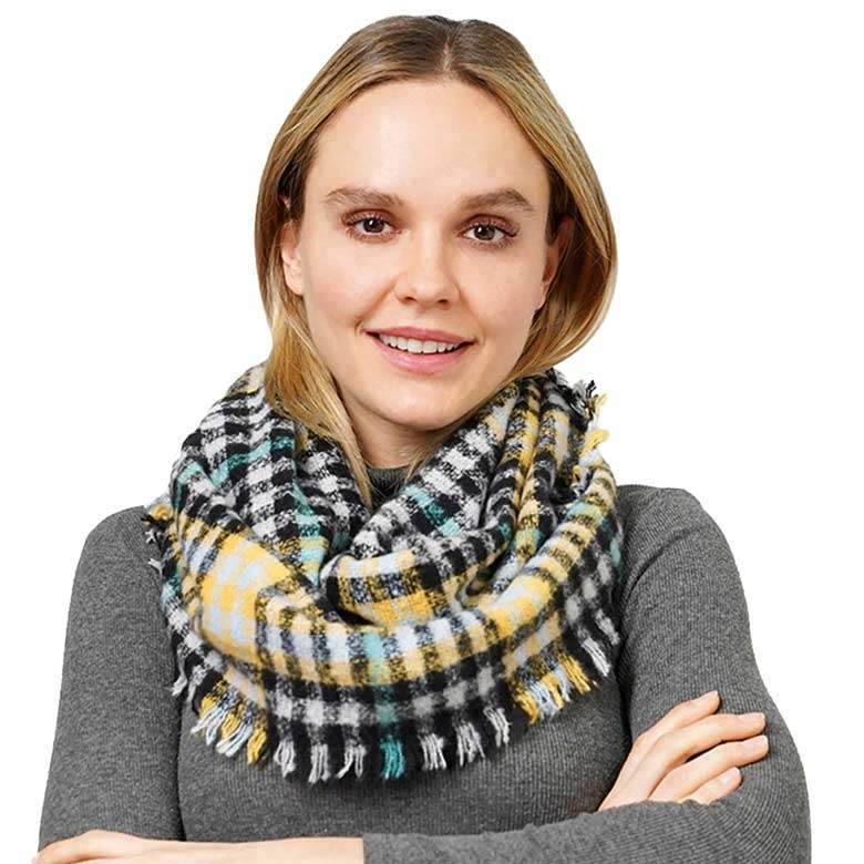 Plaid Check Patterned Infinity Scarf - Madeline Love - Flyclothing LLC