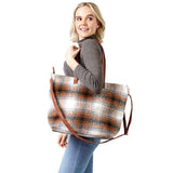 Plaid Check Weekend Tote Bag - Madeline Love - Flyclothing LLC