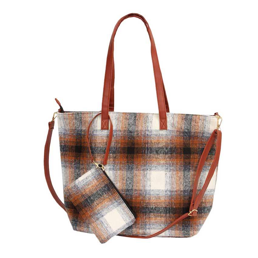 Plaid Check Weekend Tote Bag - Madeline Love - Flyclothing LLC