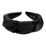 Pleated Solid Faux Leather Headband - Madeline Love - Flyclothing LLC