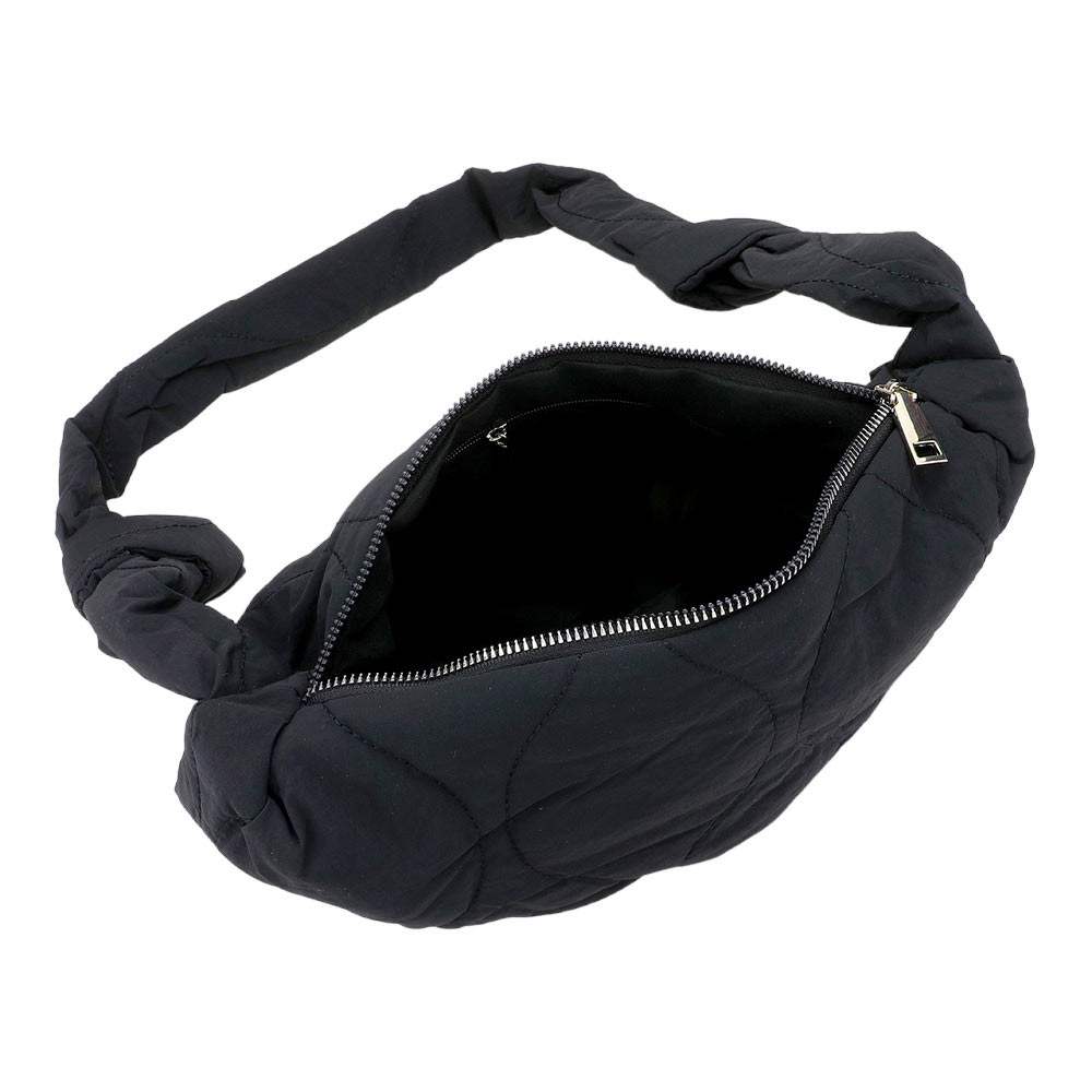 Quilted Puffer Half Moon Tote Shoulder Bag - Madeline Love - Flyclothing LLC
