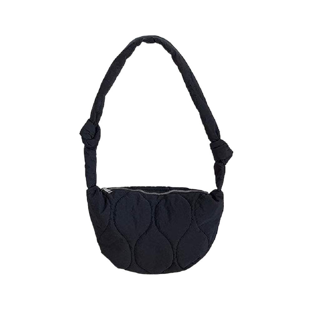 Quilted Puffer Half Moon Tote Shoulder Bag - Madeline Love - Flyclothing LLC