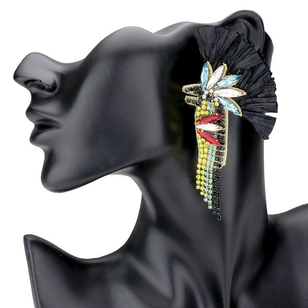 Raffia Multi Stone Bird Earrings - Madeline Love - Flyclothing LLC