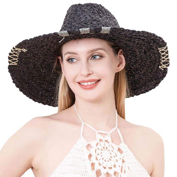 Raffia Pointed Straw Sun Hat - Madeline Love - Flyclothing LLC