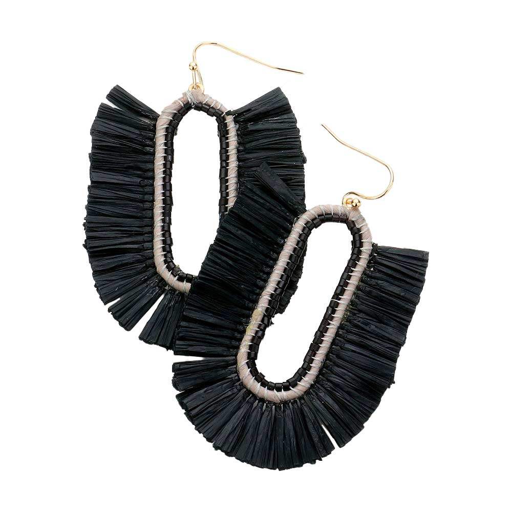 Raffia Trimmed Dangle Earrings - Madeline Love - Flyclothing LLC
