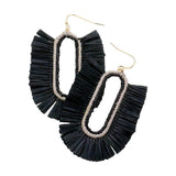 Raffia Trimmed Dangle Earrings - Madeline Love - Flyclothing LLC