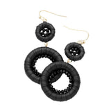 Raffia Wrapped Faceted Bead Embellished Dangle Earrings - Madeline Love - Flyclothing LLC