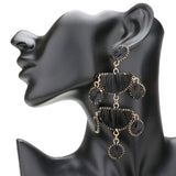 Raffia Wrapped Geometric Metal Link Dangle Earrings - Madeline Love - Flyclothing LLC