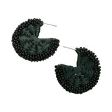 Raffia Wrapped Seed Beaded Round Earrings - Madeline Love - Flyclothing LLC