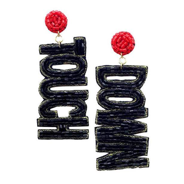 Felt Back Touch Down Message Beaded Dangle Earrings - Madeline Love - Flyclothing LLC