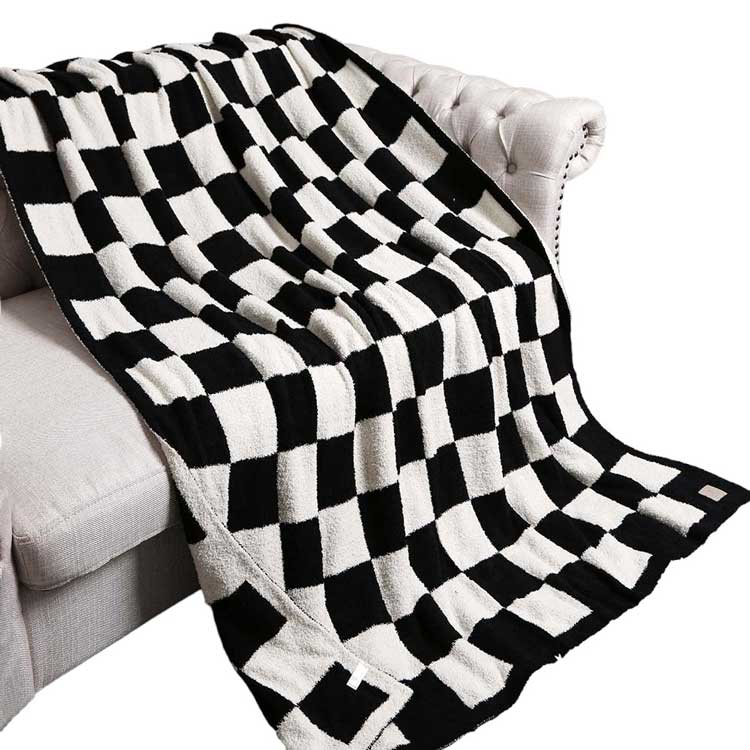 Reversible Checkerboard Patterned Throw Blanket - Madeline Love - Flyclothing LLC