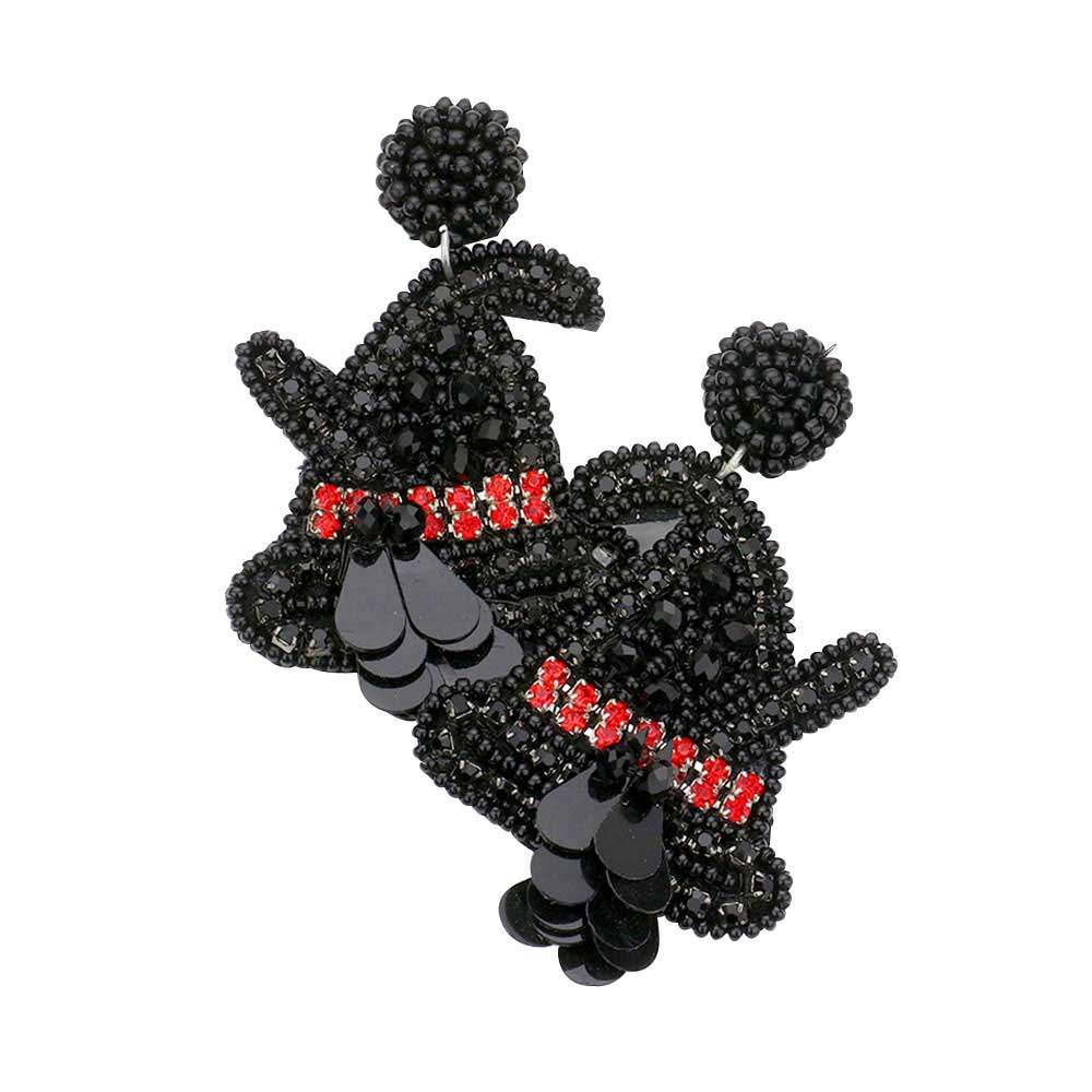 Rhinestone Beaded Witch Hat Dangle Earrings - Madeline Love - Flyclothing LLC