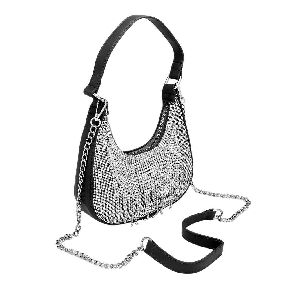 Rhinestone Fringe Evening Shoulder Crossbody Bag - Madeline Love - Flyclothing LLC