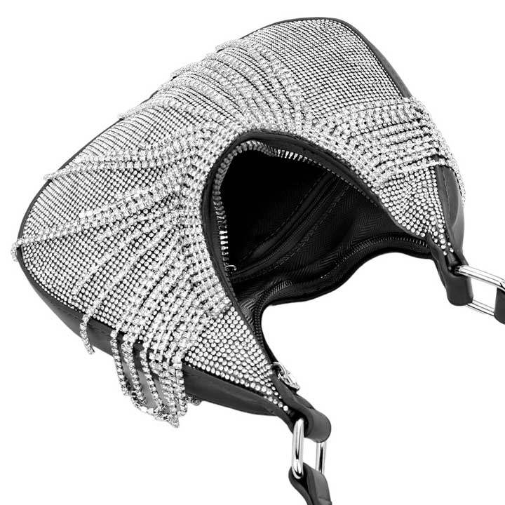 Rhinestone Fringe Evening Shoulder Crossbody Bag - Madeline Love - Flyclothing LLC