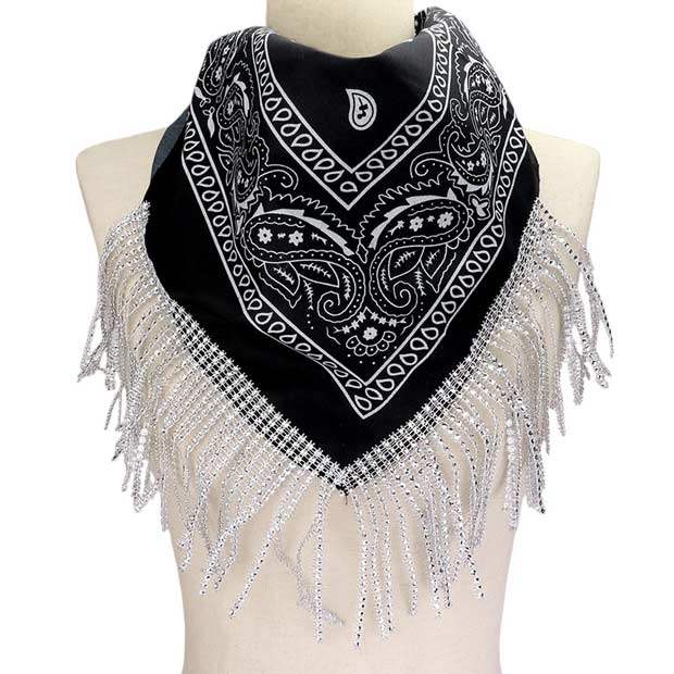 Rhinestone Like Fringe Cowgirl Bandana Scarf - Madeline Love - Flyclothing LLC