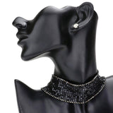 Rhinestone Trimmed Metal Choker Jewelry Set - Madeline Love - Flyclothing LLC
