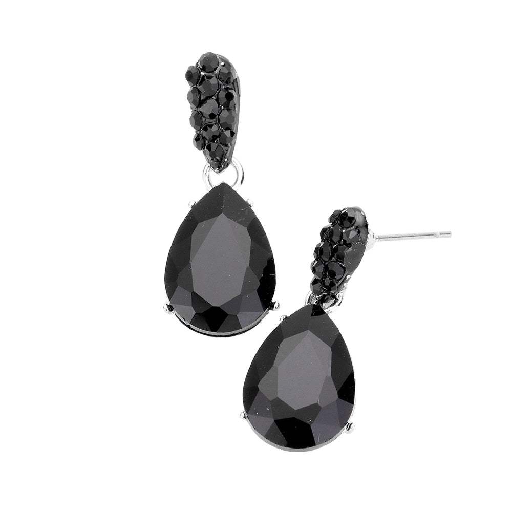 Crystal Teardrop Rhinestone Pave Evening Earrings - Madeline Love - Flyclothing LLC