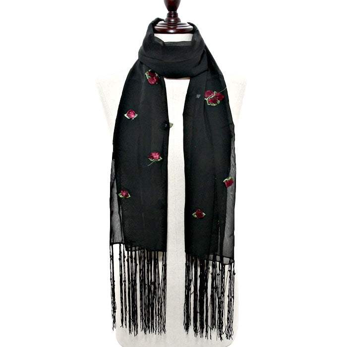 Ribbon Flower Accented Scarf - Madeline Love - Flyclothing LLC