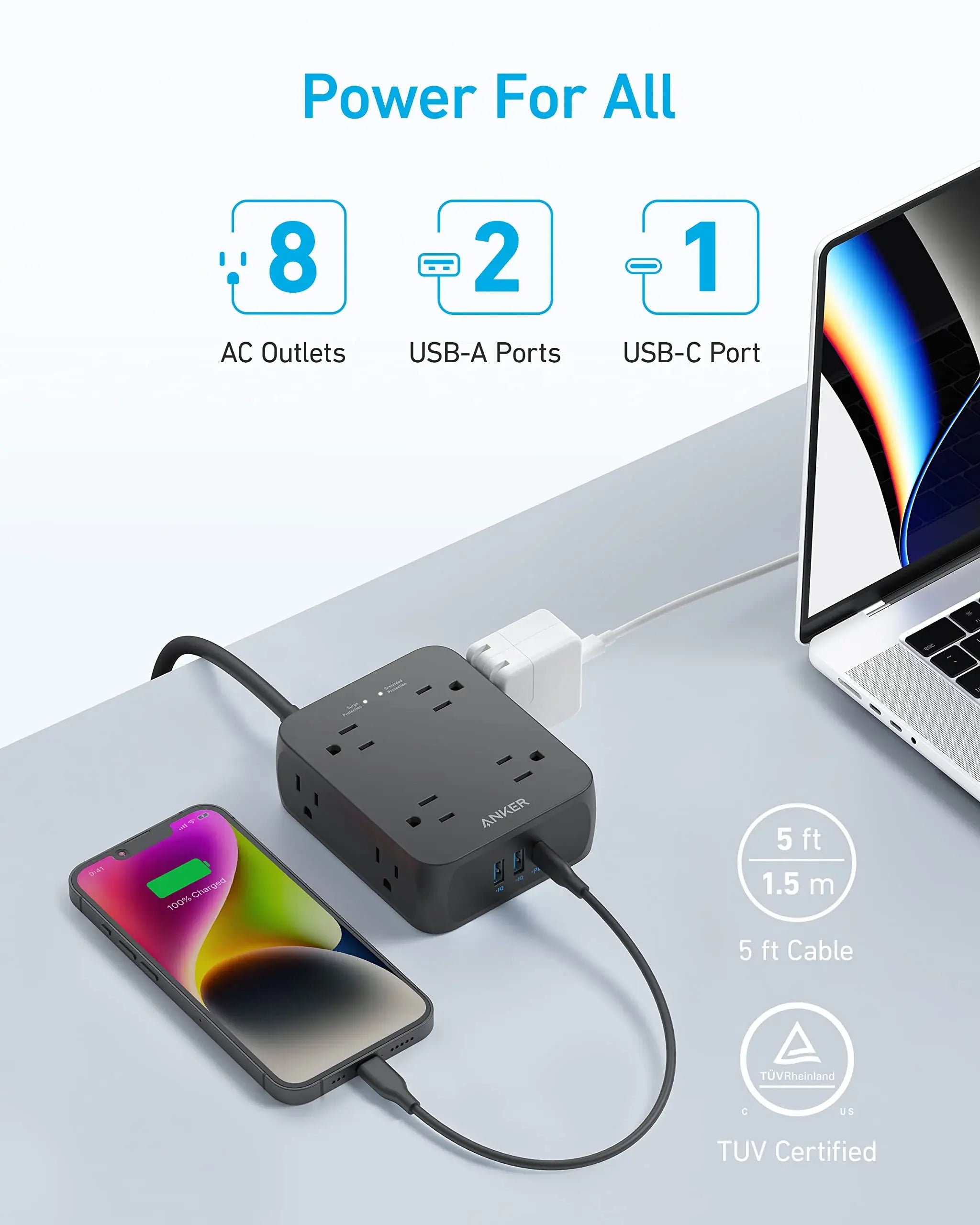 Anker <b>341</b> USB Power Strip - Anker - Flyclothing LLC