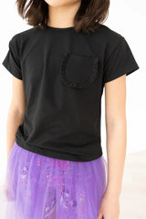 Black Ruffle Pocket Tee - Mila & Rose ® - Flyclothing LLC