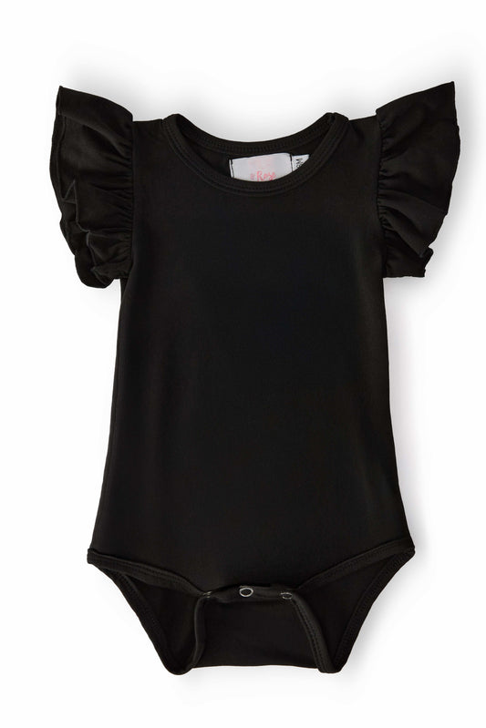 Black S/S Flutter Bodysuit - Mila & Rose ® - Flyclothing LLC