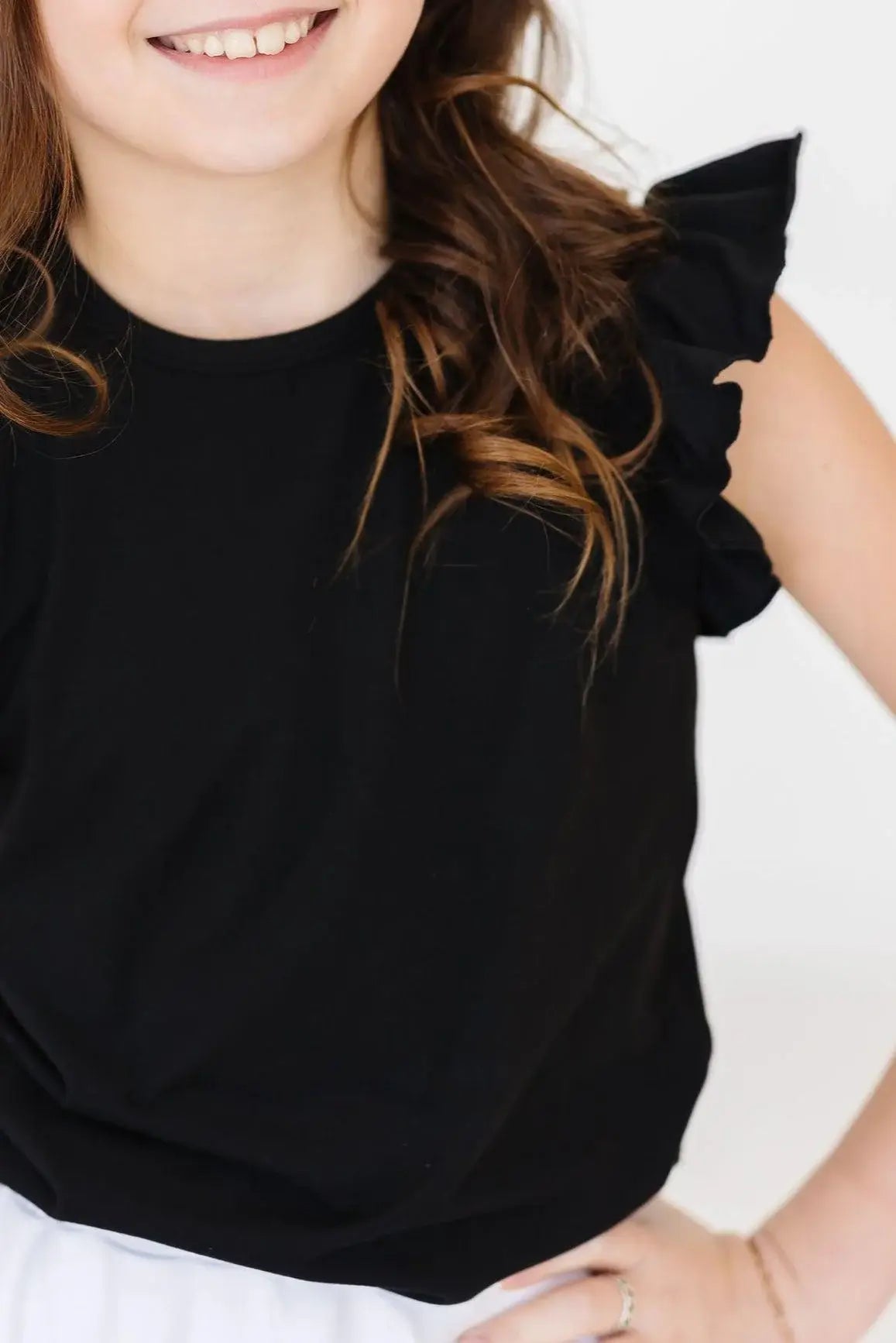 Black S/S Ruffle Tee - Mila & Rose ® - Flyclothing LLC