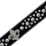 Black Scout With Studs And White Stones Studded Rhinestones Belts - Rhinestone Belt Store - Flyclothing LLC