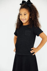 Black Scrunchy Pocket Tee - Mila & Rose ® - Flyclothing LLC