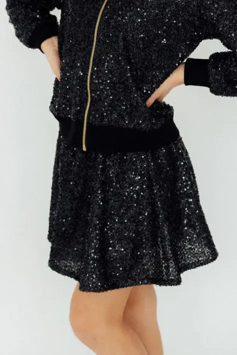Black Sequin Twirl Skort - Mila & Rose ® - Flyclothing LLC