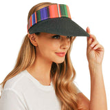 Serape Straw Visor Sun Hat - Madeline Love - Flyclothing LLC