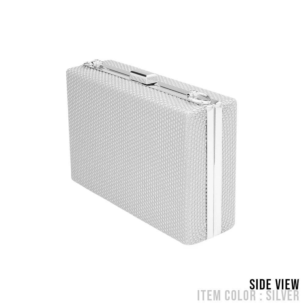 Shimmery Rectangle Evening Clutch Crossbody Bag - Madeline Love - Flyclothing LLC